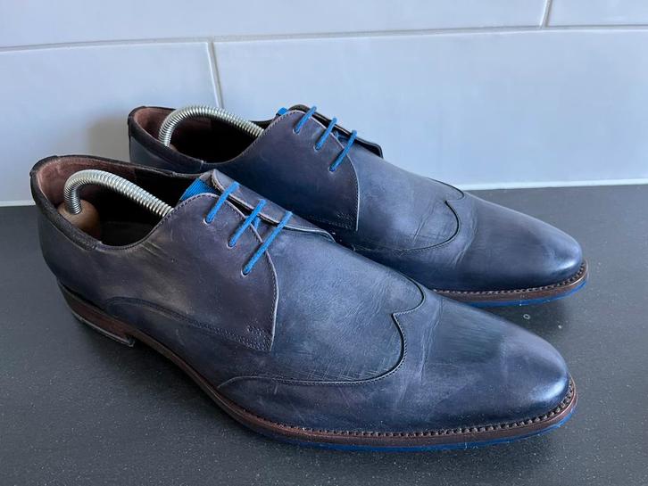 Floris van Bommel herenschoenen maat 10.5 / 45, Kleding | Heren, Schoenen, Zo goed als nieuw, Veterschoenen, Blauw, Ophalen of Verzenden