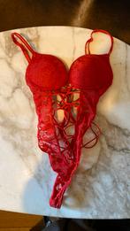 Sexy romper, Verzenden, Rood, Body of Korset