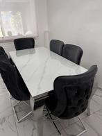 zetels met eetaffel en 6 stoelen te koop, Huis en Inrichting, Stoelen, Ophalen, Twee, Wit, Zo goed als nieuw