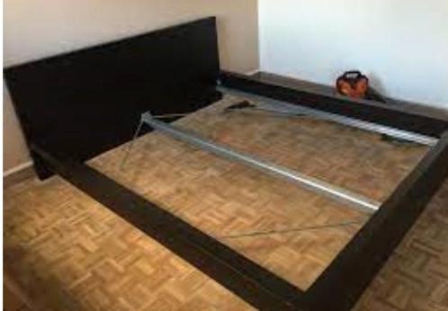 Ikea malm lit noir 180cm, Maison & Meubles, Chambre à coucher | Lits, Utilisé, 180 cm, Noir, Enlèvement