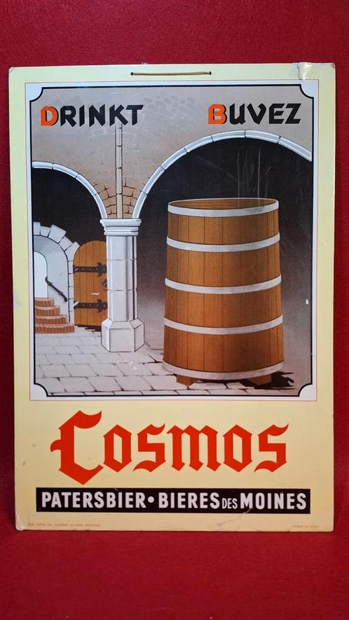 Reclame bord 1957 Cosmos Patersbier Costenoble Diksmuide, Verzamelen, Merken en Reclamevoorwerpen, Gebruikt, Reclamebord, Ophalen of Verzenden