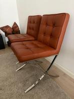Barcelona chairs - 2 stuks - camel/cognac, Huis en Inrichting, Ophalen, Zo goed als nieuw, Overige materialen, 50 tot 75 cm