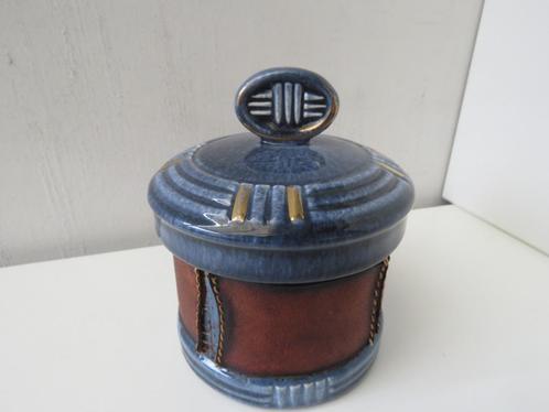 Pot de rangement vintage céramique cuir Martini Alexandre, Antiquités & Art, Curiosités & Brocante, Enlèvement ou Envoi