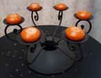 Metalen kandelaar 6 kaarsen  diameter 30 cm H15cm, Zwart, Ophalen of Verzenden, Zo goed als nieuw, Metaal