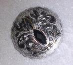 broche of sjaalclip vintage barok zilver met zwarte steen '8, Autres matériaux, Avec strass, Envoi, Argent