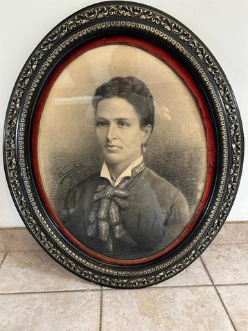 Houtskoolportret uit 1895 door Jules MESSIAEN (1869 - 1956) beschikbaar voor biedingen