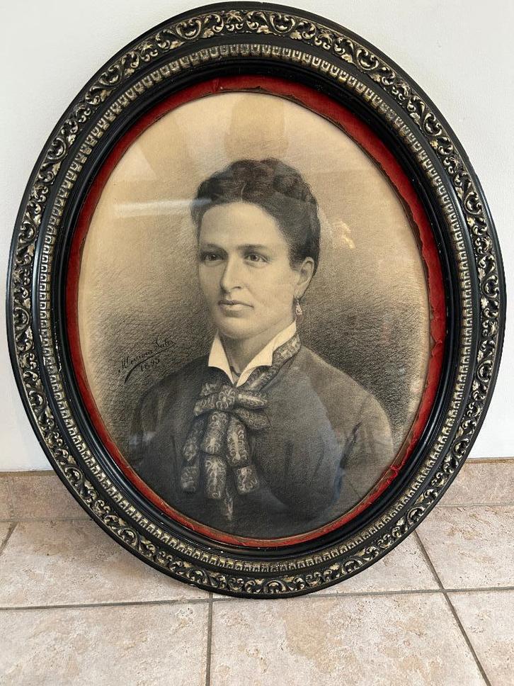 Houtskoolportret uit 1895 door Jules MESSIAEN (1869 - 1956), Antiek en Kunst, Kunst | Tekeningen en Fotografie, Ophalen