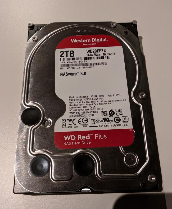 Western Digital Red Plus 2TB schijven, Computers en Software, Harde schijven, Zo goed als nieuw, Server, Intern, HDD, SATA, Ophalen of Verzenden