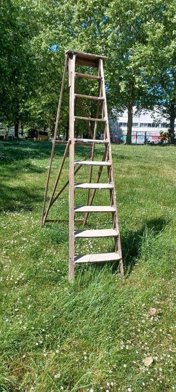 Zeer mooie en zeer oude houten ladder, Antiek en Kunst, Curiosa en Brocante, Ophalen