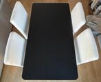 Zwarte eettafel + 4 stoelen — zeer goede staat, Huis en Inrichting, Ophalen, Gebruikt, Rechthoekig