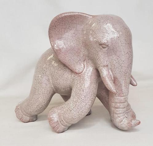 Baby olifant - Craquelé terra cotta., Antiek en Kunst, Antiek | Keramiek en Aardewerk, Ophalen of Verzenden