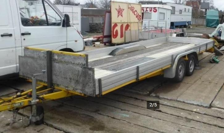 Platte aanhanger voor auto/landbouw van 5,5 x 2,30 m, Auto diversen, Aanhangers en Bagagewagens, Gebruikt, Ophalen