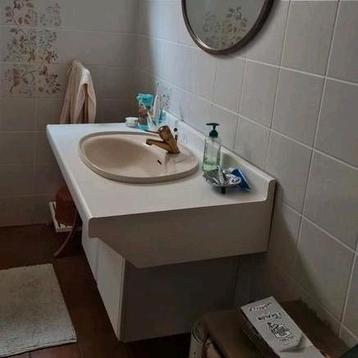 Badkaler meubel + lavabo + koperen kraan beschikbaar voor biedingen