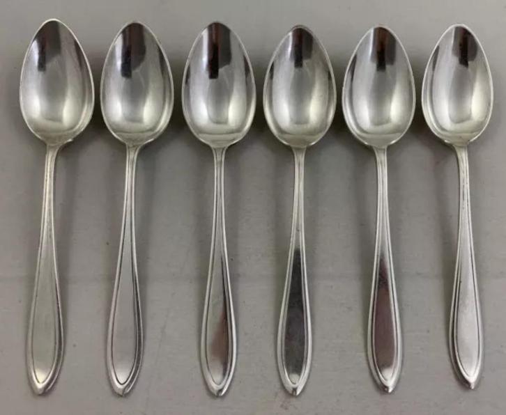 Keltum P2 6x Verzilverde Dinerlepel Lepel Tafellepel Set, Huis en Inrichting, Keuken | Bestek, Zo goed als nieuw, Verzenden