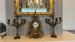 Klok met kandelaars in brons, Antiek en Kunst, Ophalen