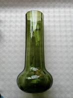 Oude, groene glazen vaas, geribbeld, Ophalen of Verzenden