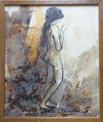J. ABURA / NAAKTE JONGE VROUW / OLIEVERF KARTON / 47x40cm, Ophalen of Verzenden