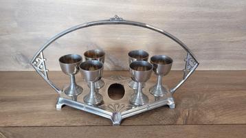 Art Nouveau verzilverde eierdopjes houder van DBGM beschikbaar voor biedingen
