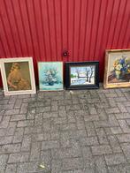 4 getekende schilderijen doe een bod, Antiek en Kunst, Ophalen