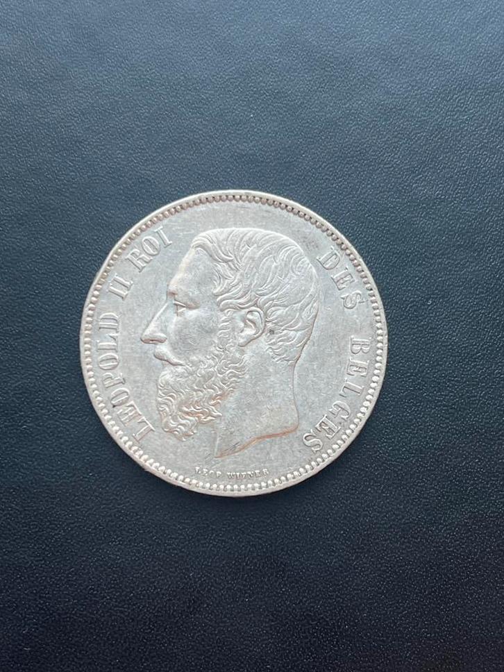 5 Francs 1873 Leopold II – Zilver – Topstaat –, Postzegels en Munten, Munten | Nederland, Zilver, Ophalen of Verzenden
