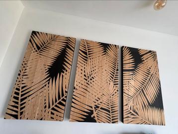Drieluik in hout palmbladeren beschikbaar voor biedingen