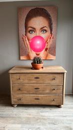 Mooie massief eiken antieke commode met 3 laden, Ophalen
