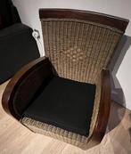 Rieten Stoel met houtafwerking, Huis en Inrichting, Ophalen, Riet of Rotan, Gebruikt, Twee