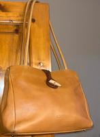 Camel kleur lederen handtas Scapa 29 cm x 24 cm, Verzenden, Gebruikt, Handtas