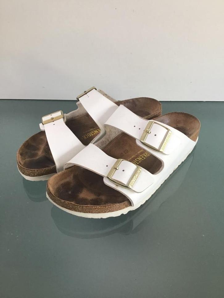 Gratis Verzenden | Birkenstock Arizona witte slippers 41, Kleding | Dames, Schoenen, Zo goed als nieuw, Slippers, Wit, Verzenden