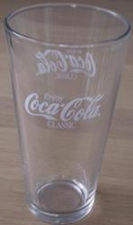 Groot Coca Cola glas met witte tekst Enjoy Coca-Cola Classic, Verzamelen, Glas en Drinkglazen, Nieuw, Ophalen of Verzenden