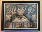 kader met afbeelding God zien mij hier vloekt men niet, Antiek en Kunst, Antiek | Religieuze voorwerpen, Ophalen of Verzenden
