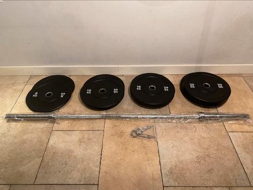 NIEUW! Olympische halterset 120kg! €350 inc. BTW., Sport en Fitness, Fitnessmaterialen, Nieuw, Halterschijven, Ophalen