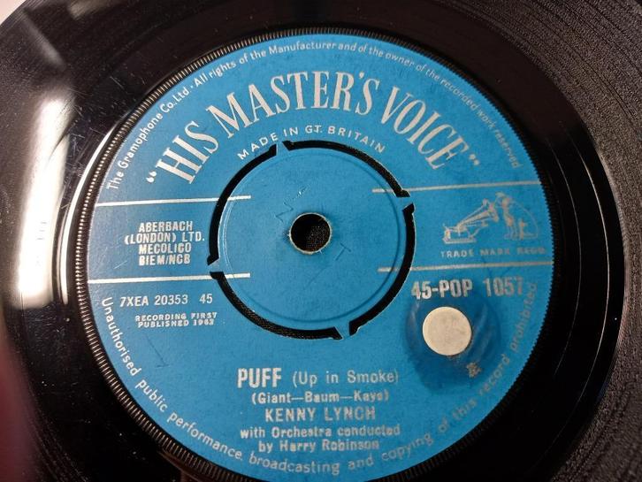 Kenny Lynch ‎– Puff (Up In Smoke) " Popcorn ", Cd's en Dvd's, Vinyl Singles, Zo goed als nieuw, Single, Pop, 7 inch, Ophalen of Verzenden