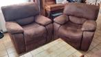 Lot de 2 fauteuils relax manuel 1 place  marron canapé brun, Zo goed als nieuw, Stof, Fauteuil relax