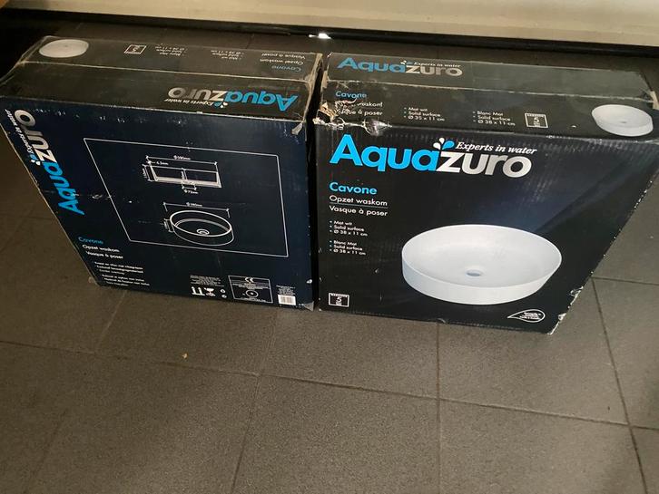 Opzetwasbak met duwsluiting in keramiek, Doe-het-zelf en Bouw, Sanitair, Nieuw, Wastafel, Steen, Ophalen