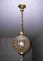Mondgeblazen hanglamp, koperkleur, Huis en Inrichting, Lampen | Hanglampen, Gebruikt, 50 tot 75 cm, Ophalen, Glas