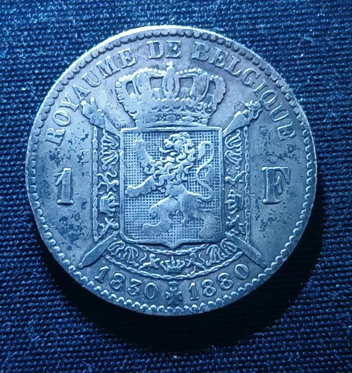 1 frank FR 1880 (onvolledig kruis) - Leopold II, Postzegels en Munten, Munten | België, Losse munt, Zilver, Zilver, Verzenden