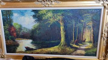 Groot schilderij zomertafereel van de schilder V.D.Bulcke 
