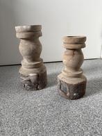 2 houten kandelaars, Enlèvement, Comme neuf, Bois