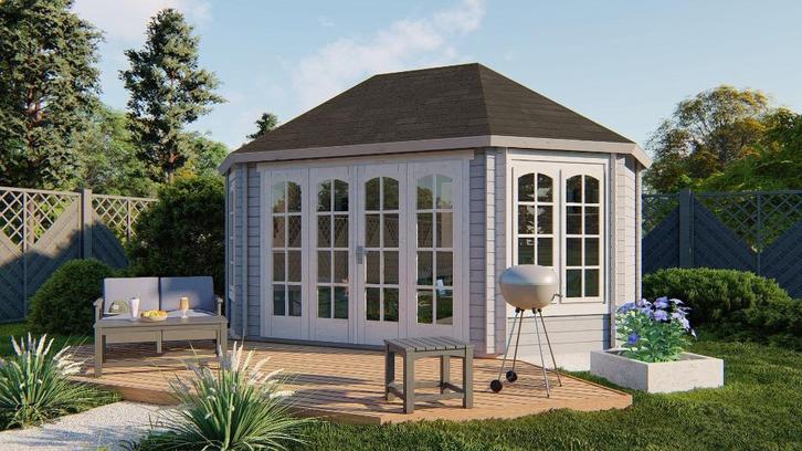 Blokhut - Tuinhuis Gudrun | 44 mm | vuren, Hobby en Vrije tijd, Overige Hobby en Vrije tijd, Verzenden