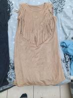 Camel kleurige jurk met franjes maat xs, Comme neuf, Taille 34 (XS) ou plus petite, Enlèvement