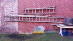 Aluminium dubbele ladder met touw en wielen 25 meter, Ophalen, Zo goed als nieuw, Ladder, Opvouwbaar of Inschuifbaar