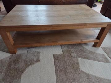 teakhouten salontafel, Huis en Inrichting, Ophalen, Gebruikt, 100 tot 150 cm, Stoer - landelijk - industrieel