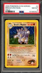Brock's Rhydon Holo PSA 8 - 2/132 - Gym Heroes 2000, Hobby en Vrije tijd, Verzamelkaartspellen | Pokémon, Verzenden, Zo goed als nieuw