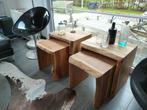 Massieve boomstamschijf bijzettafels, Huis en Inrichting, Tafels | Bijzettafels, Ophalen, Gebruikt, Hout