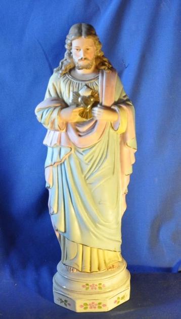 statue christ au sacre coeur en biscuit 39 cm, Enlèvement ou Envoi