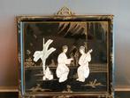 Magnifique tableau bois laqué japonais nacré tête en ivoire., Antiquités & Art, Art | Lithographies & Sérigraphies