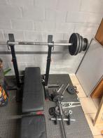 Halterbank met gewichten, Sport en Fitness, Ophalen, Zo goed als nieuw