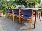 8 Gebogen Vintage stoelen, 75euro/stuk , Wilhelm Ritz 1960, Huis en Inrichting, Stoelen, Ophalen, Hout, Blauw, Zo goed als nieuw
