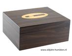 HUMIDOR  WALNOOT M DELUXE MET CIGAR LOGO sigarenkist     h37, Envoi, Neuf, Boite à tabac ou Emballage